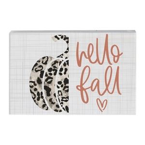 Leopard Print Hello Fall Pumpkin - Fall Home decor